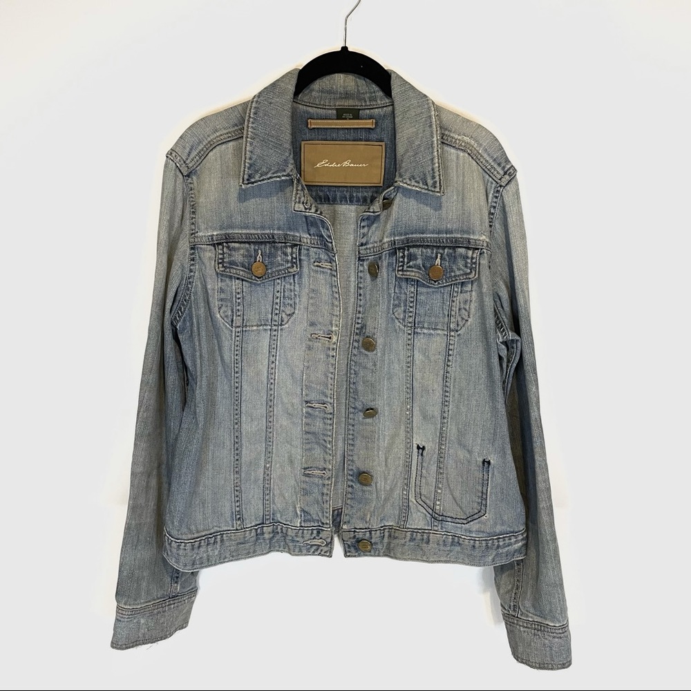 Eddie Bauer Distressed Jean Jacket, Size Medium